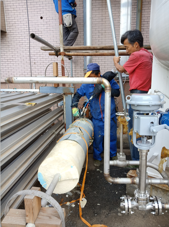 聚氨酯填充设备A500D在长春填充管道现场